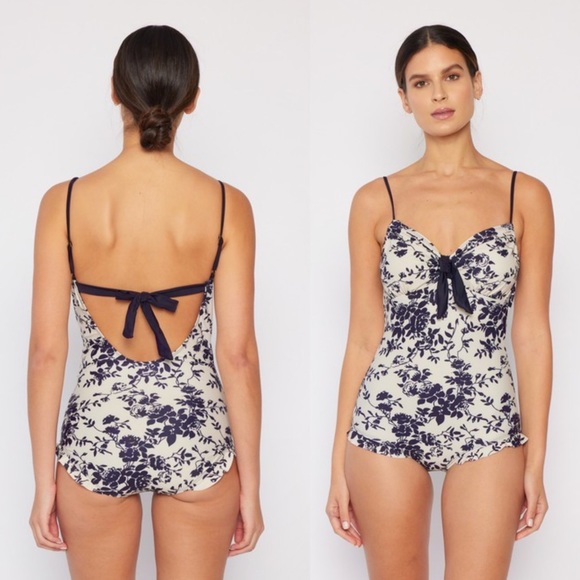 Floral Ruffle Open Back One Piece Swim - Picture 3 of 3